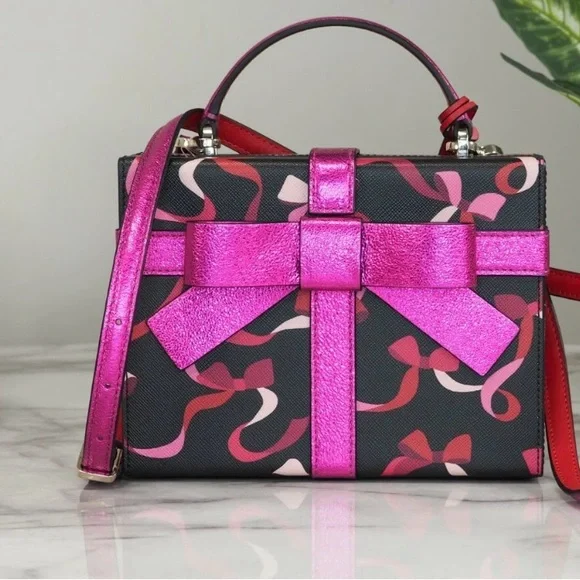 Kate Spade Wrapping Party Ribbons Gift Box Leather Crossbody Handbag Purse NWT - Picture 2 of 8